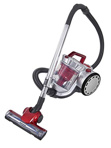 Exquisit Bodenstaubsauger BP 6401 SI | Akku-Betrieb | Beutellos | Kabellos | Silber | Rot | Bodensauger | 2,5 Liter Behälter | Teleskopauszug | LED-Beleuchtung