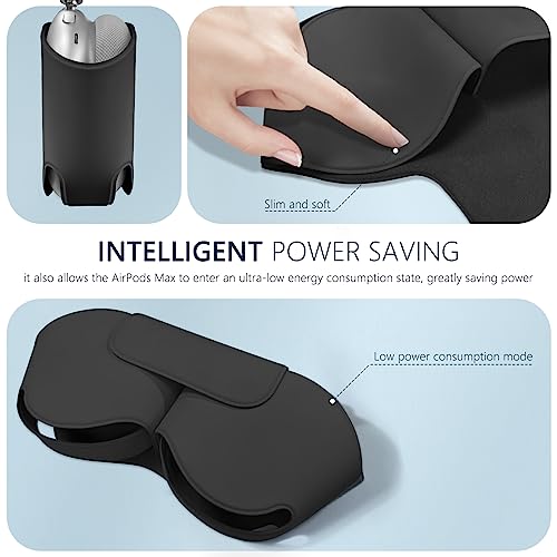 Clear Airpods Max Case And Silicone Airpod Max Automatic Sleep Function Protective Headphones Case,Inesore For Apple Airpods Max Case Accessories Anti Scratch Dust Prevention(Black Case+Clear Case) #TOP2