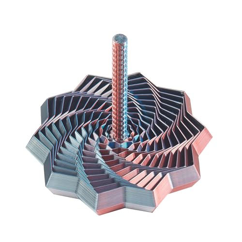 Image of 3D Printed Expanded Sensory Star with Handle, Custom Dual /Tri /Quad-Color Printing,Dual Motion Hypnotic Spiral for ADHD Focus & Stress Relief,Office Desktop Fidget Toy (FourColor, S-13 Rings)