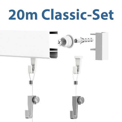 Preisvergleich Produktbild Bilderschienen Galerieschienen Classic Komplett-Set 20m weiß