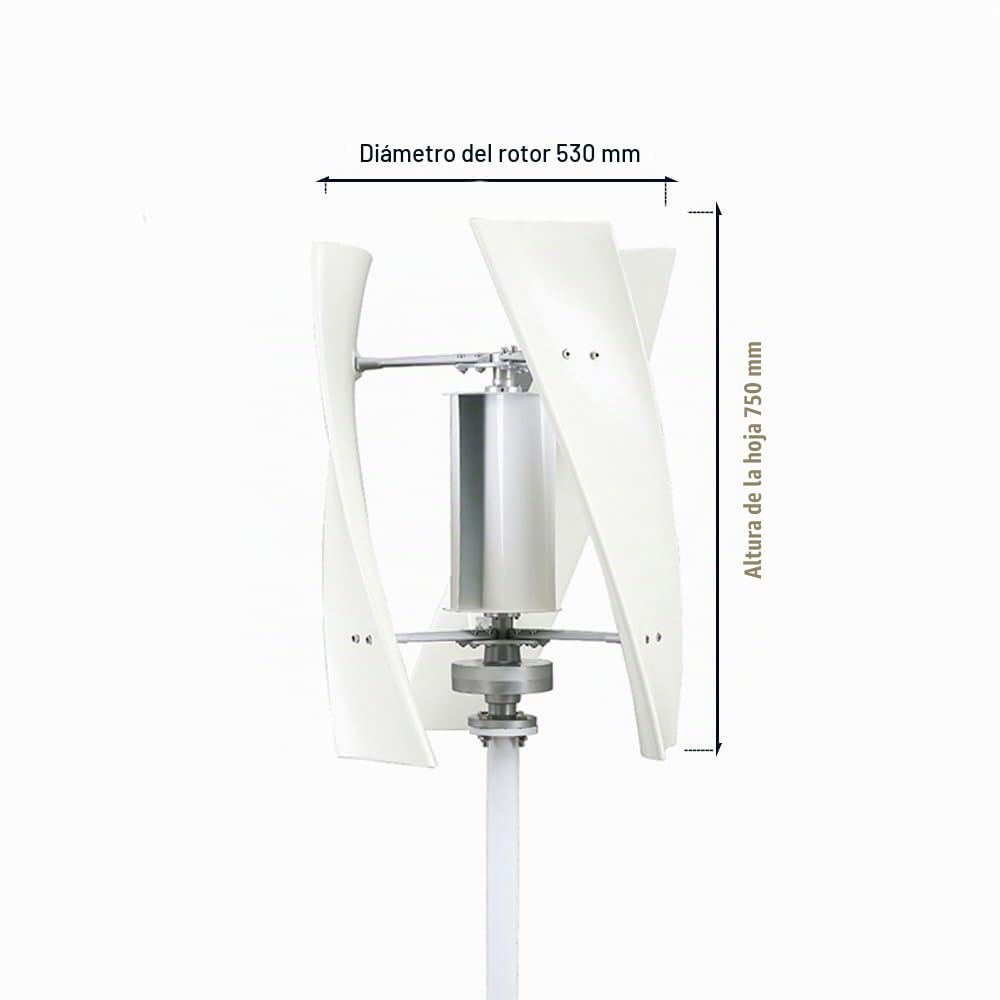 Kit de generador de turbina eólica vertical para el hogar, de bajo ruido, 10 000 W, 220 V, 12 V, 24 V, 48 V, sin núcleo, molino de viento vertical de bajas revoluciones con controlador (color: blanco)