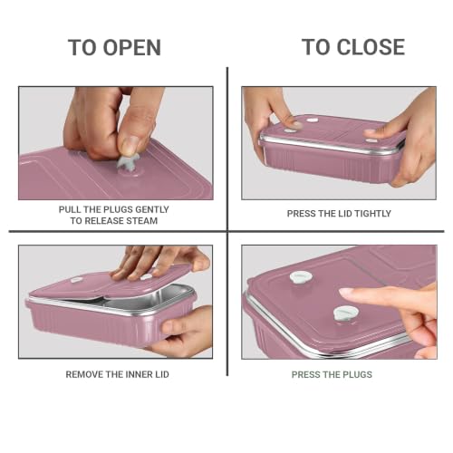 Image of MILTON Meal Safe 2 Inner Stainless Steel Tiffin Box for School with Steam Release Plug | PU Insulated, Leak-Proof, Food Grade I Lunch Box for Kids Boys, Girls with Snap Lock Lid, 465 ml, Pink