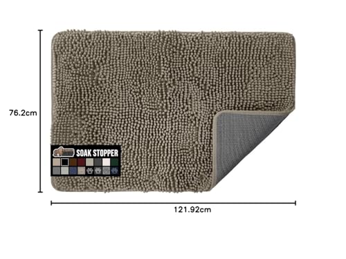 Image of Gorilla Grip Original Indoor Durable Chenille Doormat, 48x30, Absorbent Washable Inside Mats, Low-Profile Rug Doormats for Entry, Mud Room Mat, Back Door, High Traffic Areas, Cappuccino