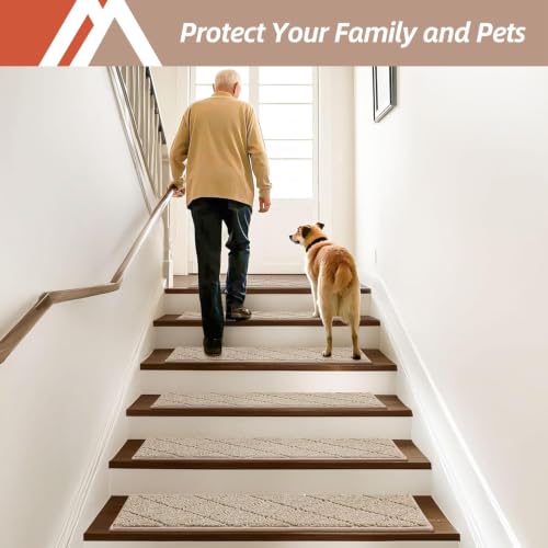 COSY HOMEER Edging Stair Treads Non-Slip Carpet Mat 28inX9in,7pc,Beige by COSY HOMEER - Used condition - Image 6