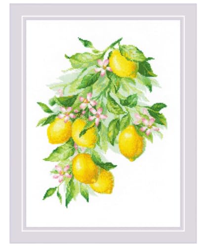 Image of RIOLIS - Bright Lemons 2054, Cross Stitch Kits 11 inch x 15 inch, Cross Stitch Kits for Beginners & Advanced, Crossstitching Kit Adult, Embroidery Counted Stitching Kit