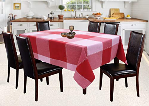 Image of AIRWILL 100% Cotton Square Table Cover for Dining Table | Premium Washable Table Cloth | Soft Durable Fabric for Home Kitchen Restaurant & Coffee Table (Red, 6 Seater)