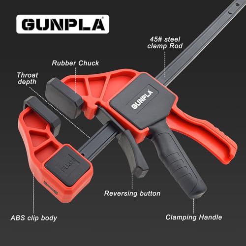 10Pcs Bar Clamps Set for Woodworking,Adjustable 6\" and 12\" Heavy Duty Clamps with 150lbs Force, One-Handed Quick Grip Release Clamping Jaws Holding, with 4 and 6-Inch Spring Clamp Tools for Woodwork - Thumbnail 4