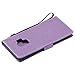 HAOTP Galaxy S9 Wallet Case, Floral Flower Love Tree & Cat Embossed PU Leather Magnetic Flip Shockproof TPU Inner Bumper Card Holders & Hand Strap Wallet Purse Case for Samsung Galaxy S9 Light Purple