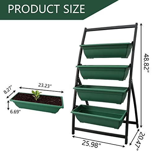 Vertical Raised Garden Bed, Elevated Planter Boxes 4 Tier Freestanding Above Ladder Container Gardening Outdoor Indoor Gifts For Grow Herb Flower Vegetable Patio Balcony Greenhouse, Green #TOP4