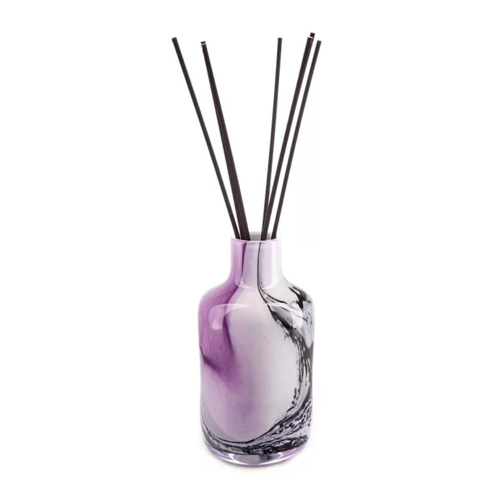 Amelia Art Glass White, Purple & Black Reed Diffuser Apothecary In Purple Moon