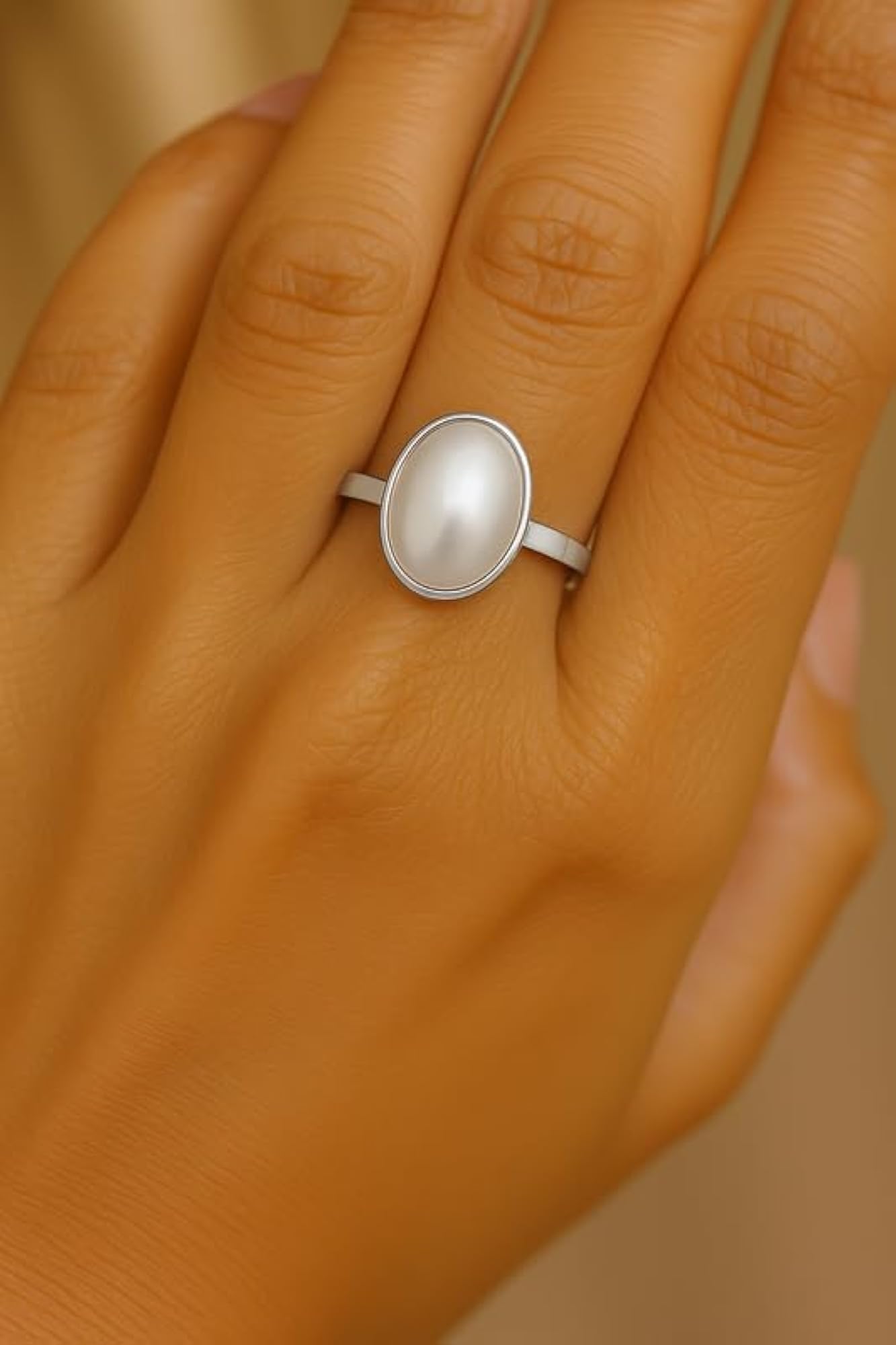 Women's Handcrafted Panchdhatu Adjustable Moti Pearl Ring, 2.75 Ct
