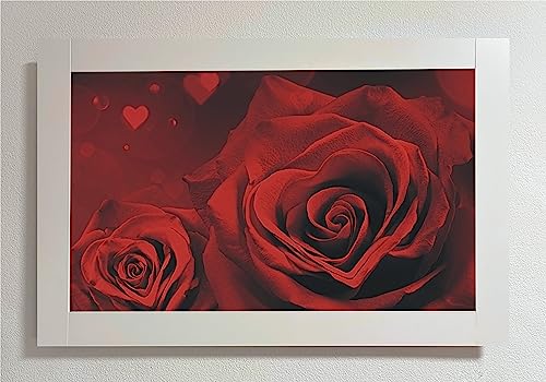 Tableau roses rouges éclairage latéral LED toile lumineuse décoration murale salon