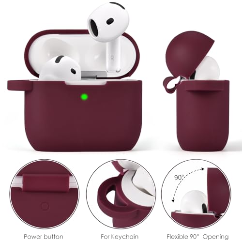 Image of Case Compatible With Apple Airpods 4 - VISOOM Airpods 4 Cases 2024 Cover Women Anti-Drop Silicone iPods 4 Earbuds Wireless Accessorie Charging Cases Girl Bling Keychain for Airpod Ipods 4th Generation