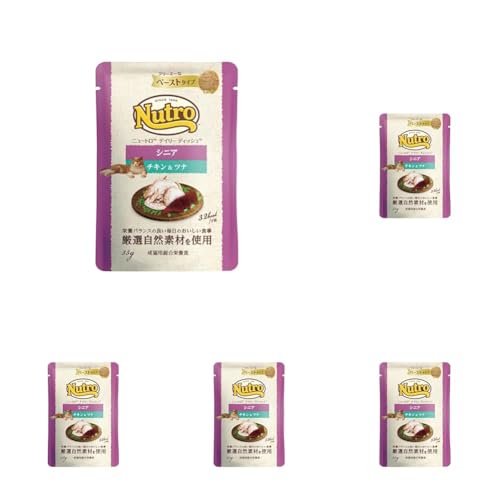 Nutro デイリーディッシュ ウェット クリーミーなペースト シニア猫用 35g×12袋 チキン&ツナ パウチ 少量使い切り 総合栄養食 高齢猫用 エイジングケア キャットフード 猫 まとめ買い 穀物フリー グレインフリー 厳選自然素材 香料・着色料 無添加 下部尿路の健康維持 ニュートロ (× 5)