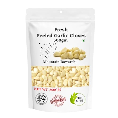 Mountain Bawarchi Fresh Peeled Garlic 500 grams | White Garlic Cl...