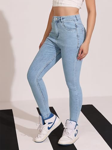 Image of Dolce Crudo Women's Skinny Fit High Rise Cropped Length Stretchable Denim Jeans