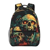 Ti Caldi Mochila de caveira de terror escuro para mulheres, homens, adolescentes, escola, laptop, faculdade, design de olhos brilhantes, mochilas para presentes, viagens, caminhadas, trabalho