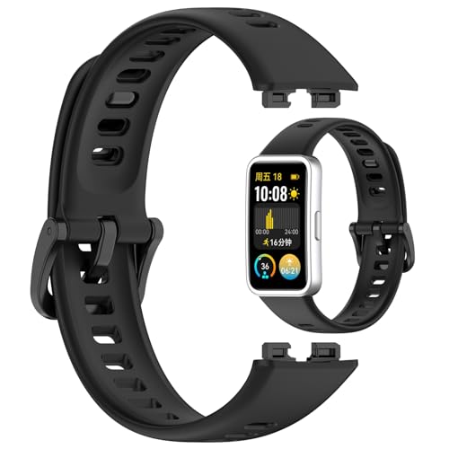 Bracelet Huawei Band 9 10 8 surface lisse en silicone noir confortable