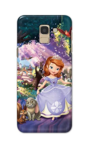 Image of PRINTFIDAA Cartoon Little Girl with Crown and Pet Animals Printed Designer Hard Case for Samsung Galaxy J6 (2018) (5.6 inch) / Samsung On 6 (2018), J600F / DS Back Cover -(e) RPM1008