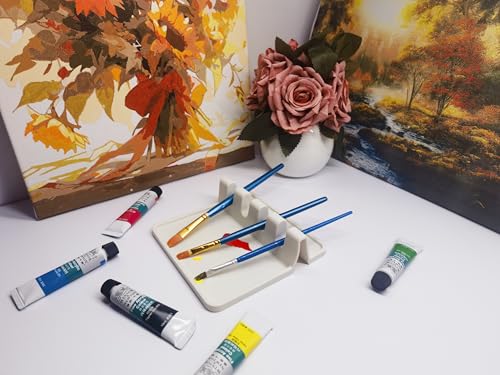 Image of Small Paint Brush Holder,Silicone Paint Brush Rest with 4 Slots,Coloring Brush Organizer Display Stand for Watercolor Acrylic Oil Painting Brushes Storage (Silicone 2pack)