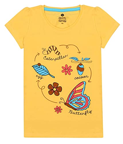 Image of Clotth Theory Girls Super Combed Cotton Regular Fit Round Neck Printed Short Sleeve Tshirt -Combo Pack of 5