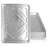 PLASTICPRO Aluminum Pans 10 Pack Disposable Cookie Sheets 13 x 17 Baking Pans Premium Quality Heavy Duty Sheet...