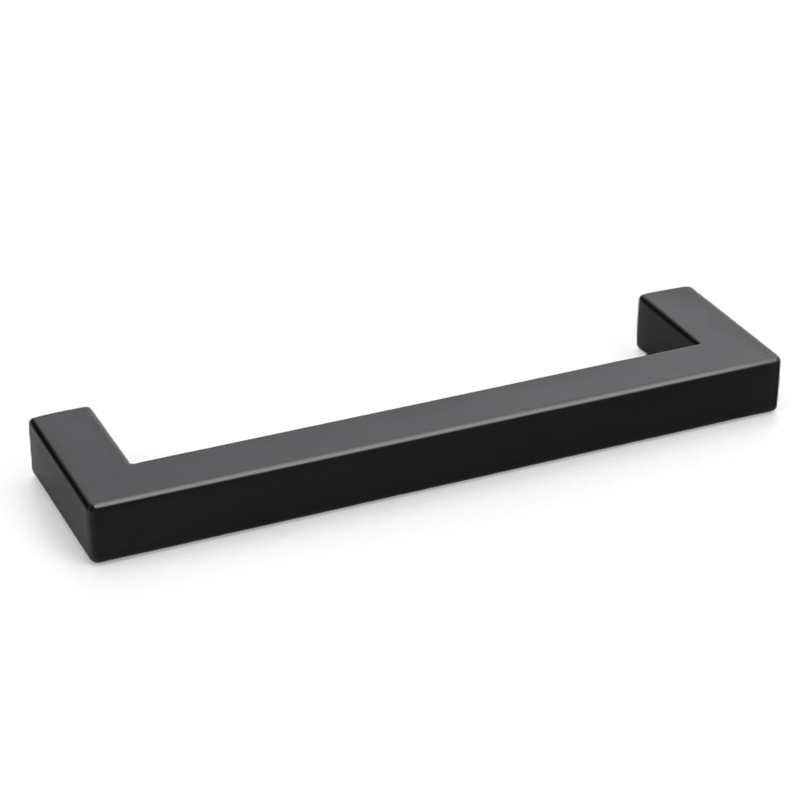 goldenwarm 10 Pack 5 Inch Black Cabinet Handles Kitchen - Matte Black Drawer Pulls Stainless Steel - 128mm Cabinet Hardware Square Bar Modern Cabinet Pulls for Kitchen Bathroom Cupboard