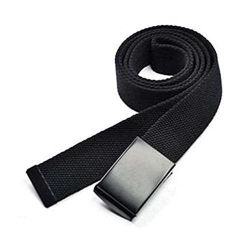 Feesy Black Unisex Canvas Adjustable Military Waist Web Belt / Strap with Slider Buckle with KLOUD City cleaning cloth3