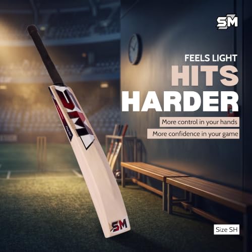 Image of SM Prime Kashmir Willow Cricket Bat | Premium Grade Willow | Wooden Cricket Bat | Massive Profile | Super Thick Edges | Rebound Technology | Advanced Club & Academy Cricket Bat | Size SH