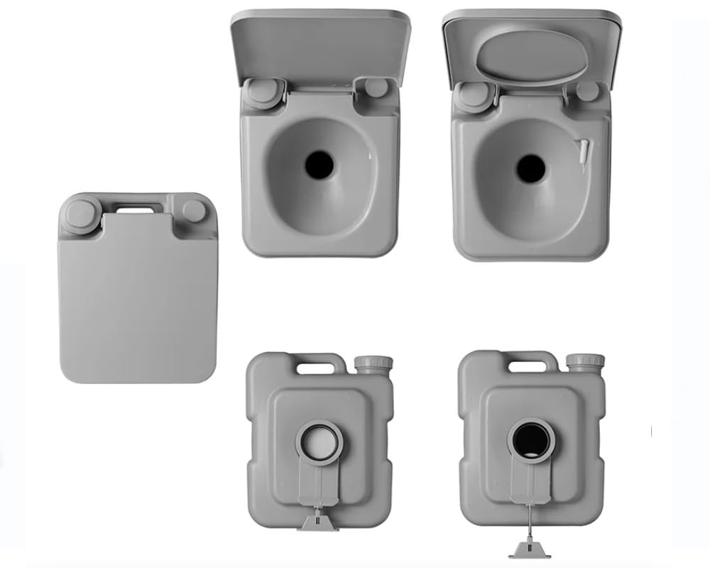 Camping Toiletten 10L/20L Chemietoilette 10L Frischwassertank Reinigungssprühgerät Spülpumpe Sitzhöhe: 42 cm Campingklo Mobiles WC für Outdoor Reisen & Wohnmobil Festival 370415
