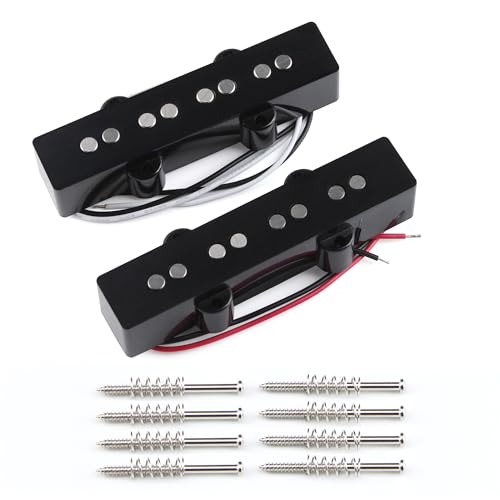 FLEOR Alnico 5 Open Style J Bass Pickup Neck + Bridge Pickup Set Fit 4 String Electric Bass Guitar Part