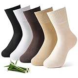 Jeasona 5 Paar Bambus Socken Damen 39-42 Stiefelsocken Quarter Socken Ohne Naht...