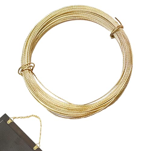 32.5Feet(10m) Brass Picture Hanging Wire 0.7mm Heavy Duty Metal Braided Picture Wire for Photo Frame Mirror Artwork Clock