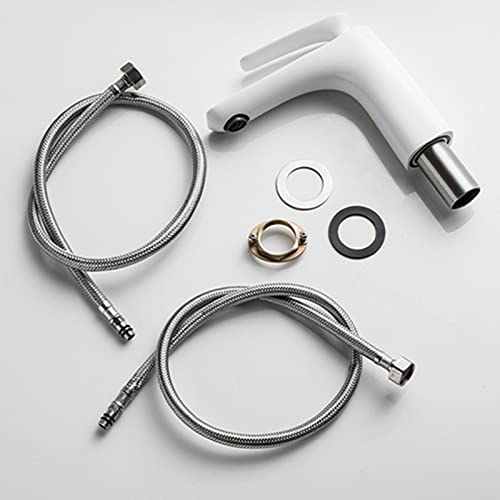 Mitigeur salle de bain monotrou blanc avec cartouche céramique durable