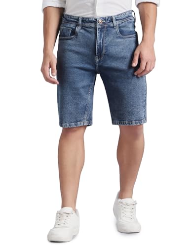 Image of INKD Men's Denim Shorts for Men - Mid-Rise | Cotton Rich | Regular Fit (Available in Plus Sizes)