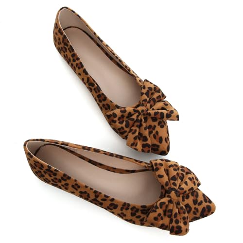 INEELUYI Ballets Flats for Women Pointy Toe Bowtie Slip on Bowknot Flat Shoes Dress Flats3
