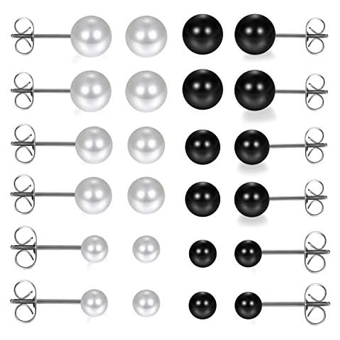 Aroncent Pendientes Redondos de Perlas de Acero Inoxidable Cover