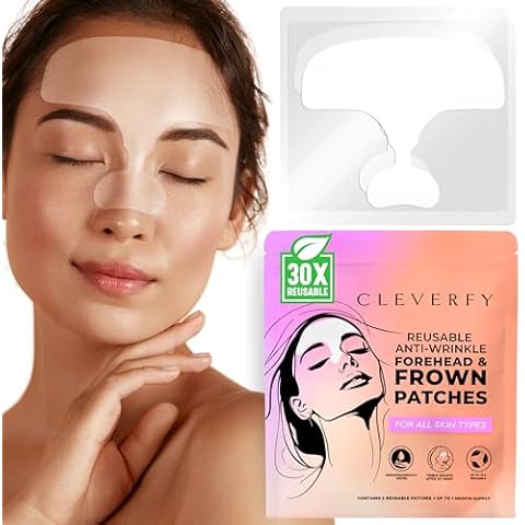CLEVERFY Silicone Forehead Wrinkle Patches Reusable - Pack of 2 Silicone Patches for Face Wrinkles - Overnight Removal of Frown and Forehead Wrinkles with Reusable Silicone Face Patches Cover