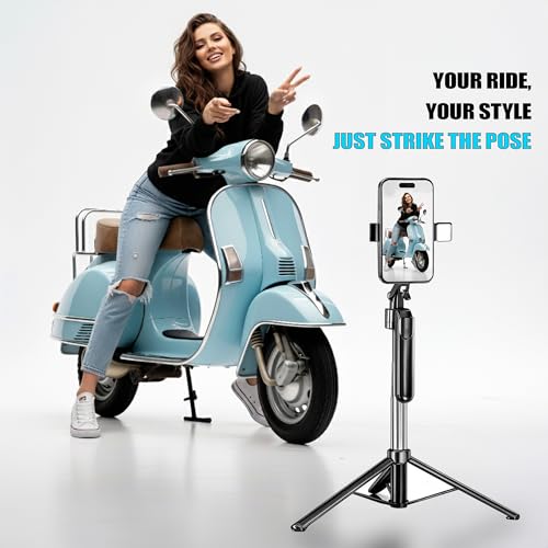 Image of Kratos K19 Selfie Stick Tripod Stand with Light 67 inch /1.7 M, 360 Rotation Handle for Anti Shake Shooting Tripod, Multifunctional Bluetooth Tripod for Mobile Phone Vlogging, Live Stream and Travel