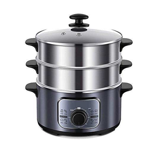 HYL Vaporeras para pasta 1300W, de 3 niveles de 10 l de capacidad, temporizador de 60 minutos, cestas apilables, cestas apilables compacto vegetal huevo mariscos Pollo Bollo Dim Sum, de acero inoxidab