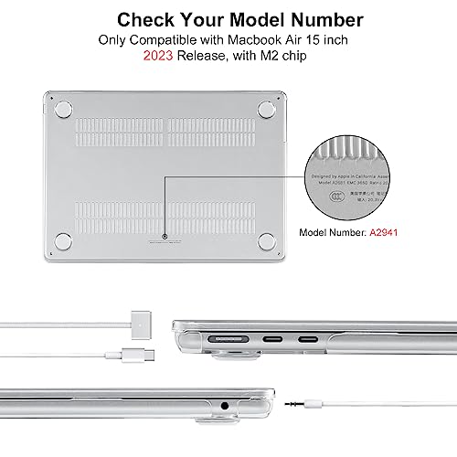 Image of EooCoo Case Compatible with MacBook Air 15 inch M5 2026 2025-2023 Release M4 M3 M2 Model A3448 A3241 A3114 A2941, Plastic Hard Shell Case & Keyboard Cover & Screen Protector, Sparkly Black
