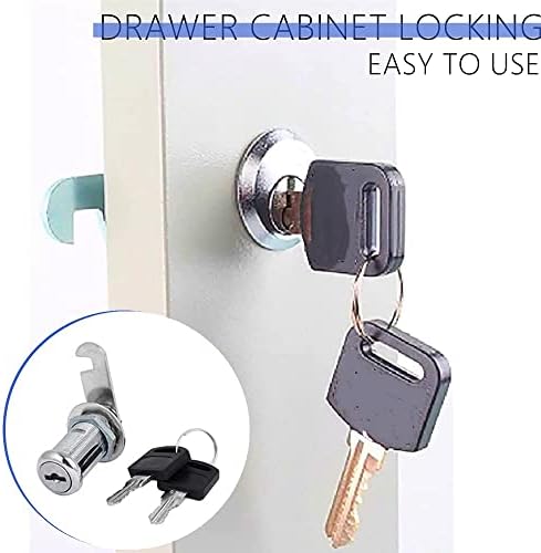 2 Pcs Cam Locks,Drawer Cabinet Locking,Security Cabinet Lock for Door,20mm Length Zinc Alloy Cupboard Locker Letter Box Locks Silver(The Key of Each Lock is Different)