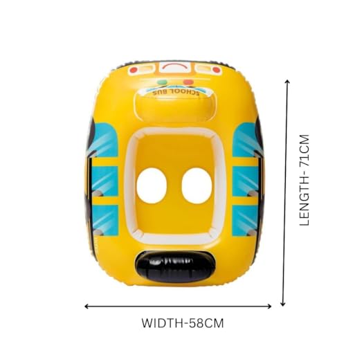 Image of Toyshine Inflatable School Bus Theme Swimming Pool Tub Tube Water Play Centre Toy for Kids - 78 x 58 Cms