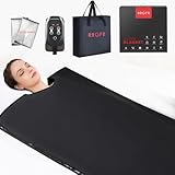 Infrared Sauna Blanket, Far Infrared Heating with EMF Shielding, 9 Heat Levels, Detox & Weight Loss, Muscle Recovery, Negative Ion Crystal Layer, Portable Sauna Wrap with Travel Bag Fast Heat-Up