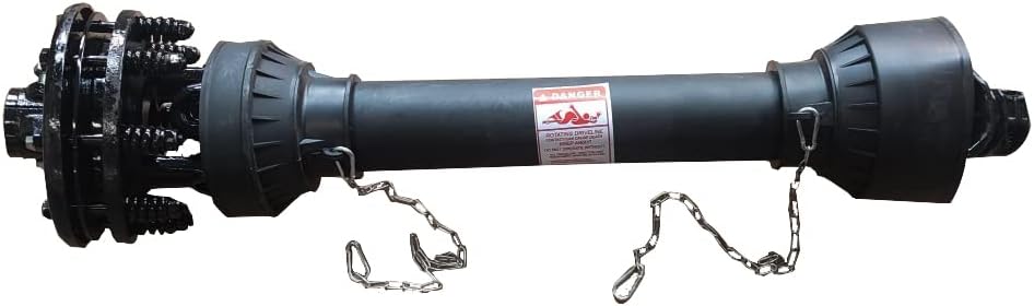 PTO shaft with slip clutch and safety chains