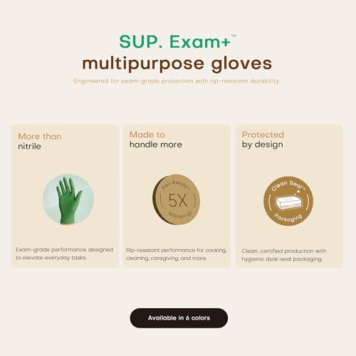 SUP Nitrile Exam Gloves, Powder-Free Latex-Free Food Safe Cooking Cleaning Disposable Medical Glove, Moss Green, 1000 Pcs (Small)