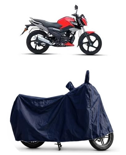 Image of Shield Heavy Duty Bike Cover for Tvs Raider 125 | All-Season, Tear-Proof Fabric | with Side Mirror Pocket & Buckle Belt | Tvs Raider 125 Bike Cover (Blue)