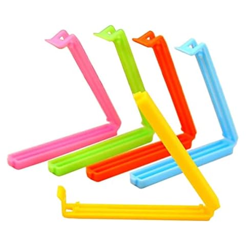 Bag Clips for Food Storage (6 Pcs) Convenient For Keeping Food Fresh Air Tight Sealing Packets Freezer & Pet Storage Reusable Bag Sealer Clips for Home Kitchen & Office (Assorted Colours) Cover