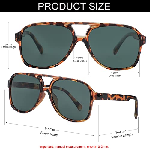 Image of Polarized Classic Vintage Aviator Sunglasses for Men Women Large Frame Retro 70s Sunglasses