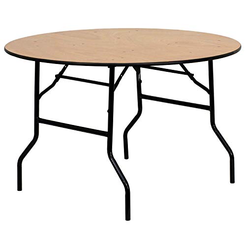 Flash Furniture 4-Foot Round Wood Folding Banquet Table With Clear Coated Finished Top #TOP5